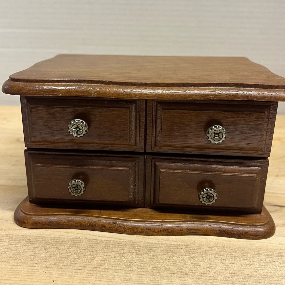 Vintage-Style Wooden Jewelry Box Organizer with Mirror